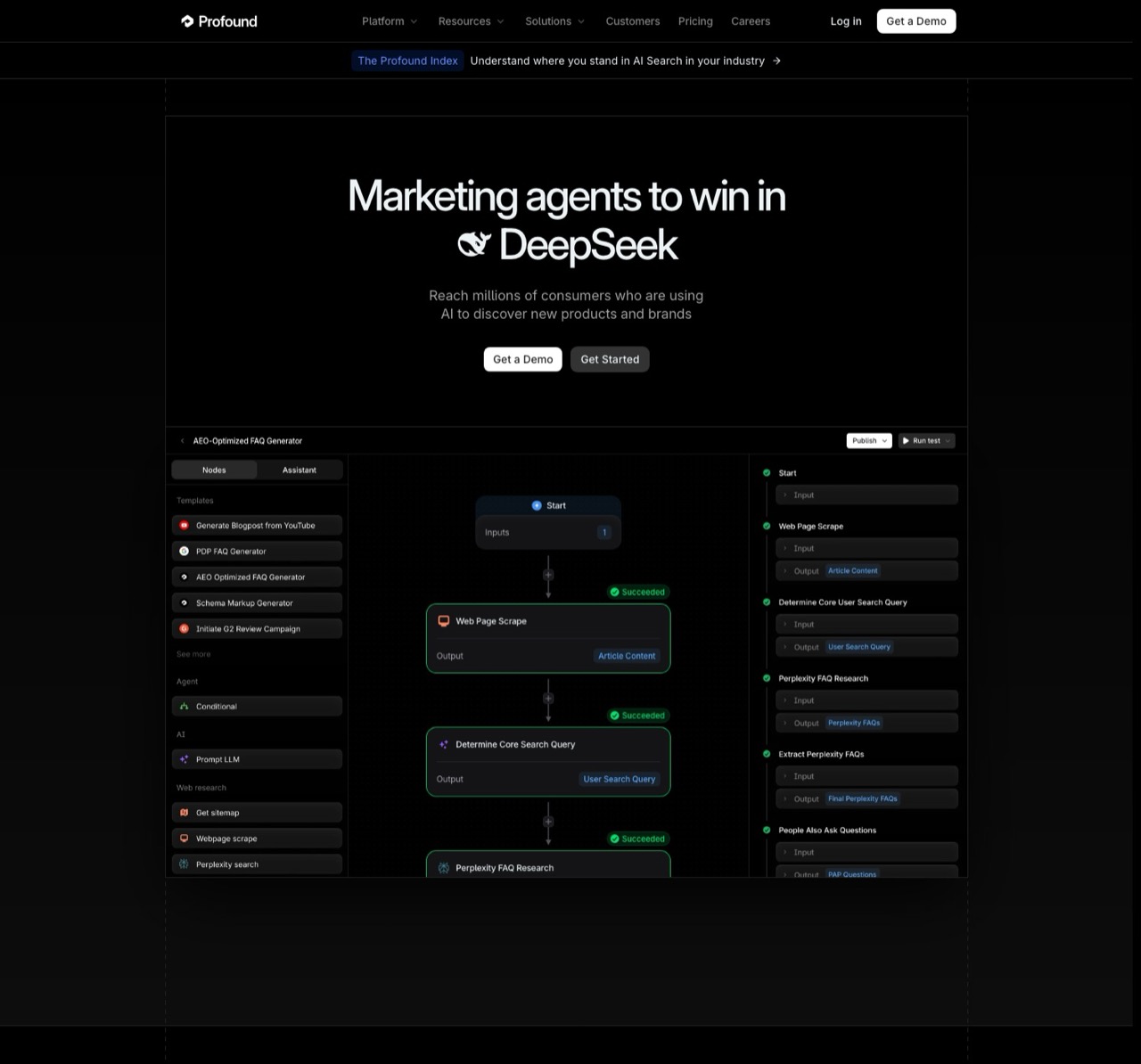 Profound homepage for optimizing brand visibility in AI search